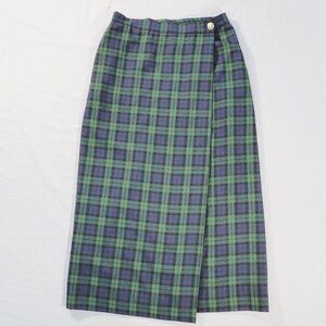Vintage Casual Corner Annex Wrap Skirt Womens 8 Petite Blue Black Watch Tartan